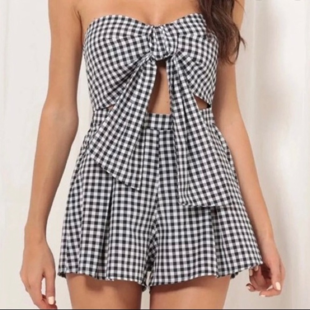 Lucy in the sky plaid romper